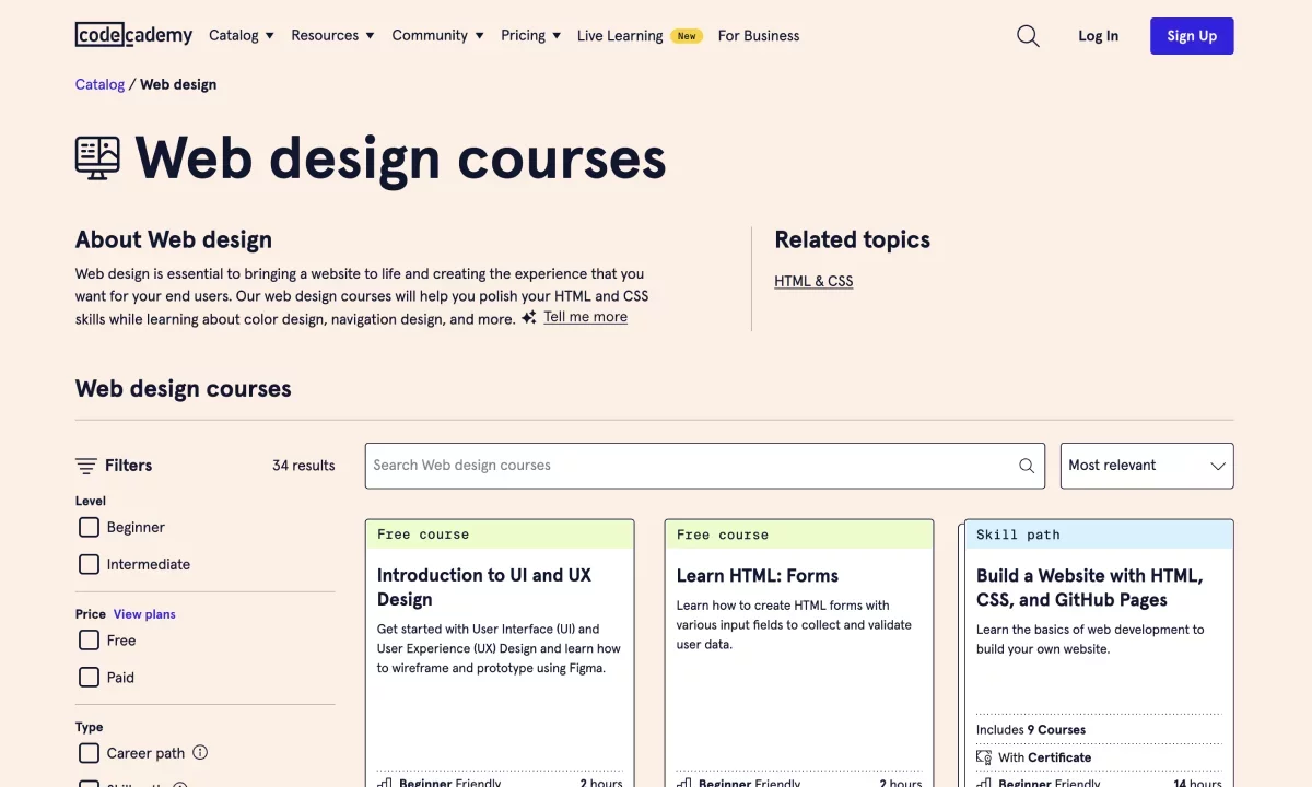 Codecademy - Web Design