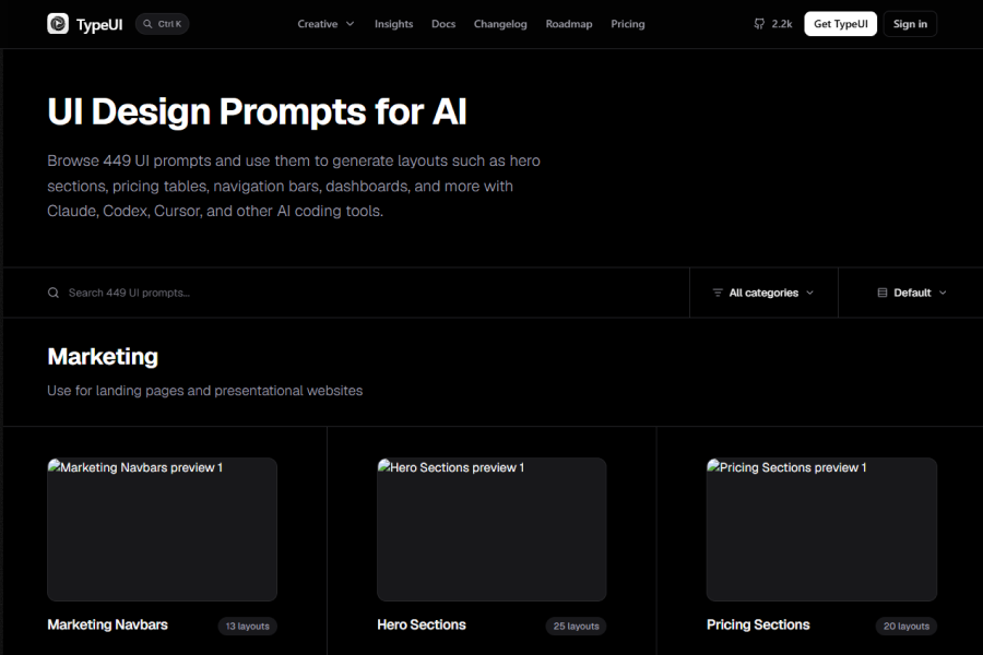 TypeUI - UI Prompts