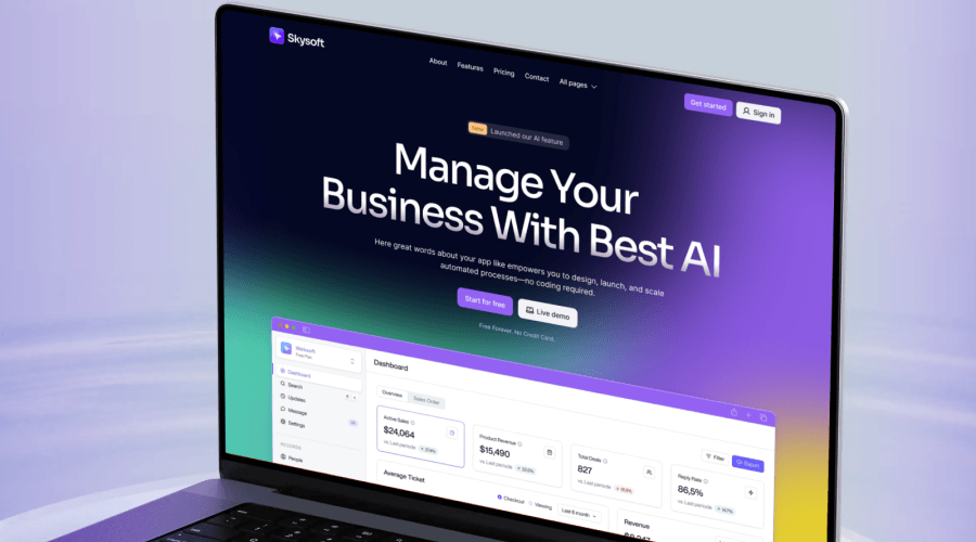 Skysoft - website template design [Figma] - screenshot ui