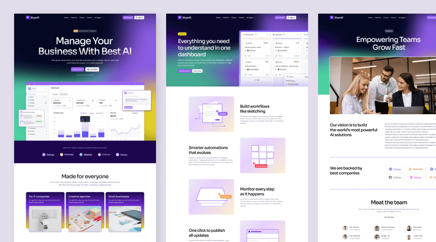 Skysoft - website template design [Figma] - screenshot ui