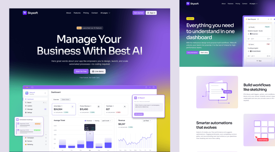 Skysoft - website template design [Figma] - screenshot ui